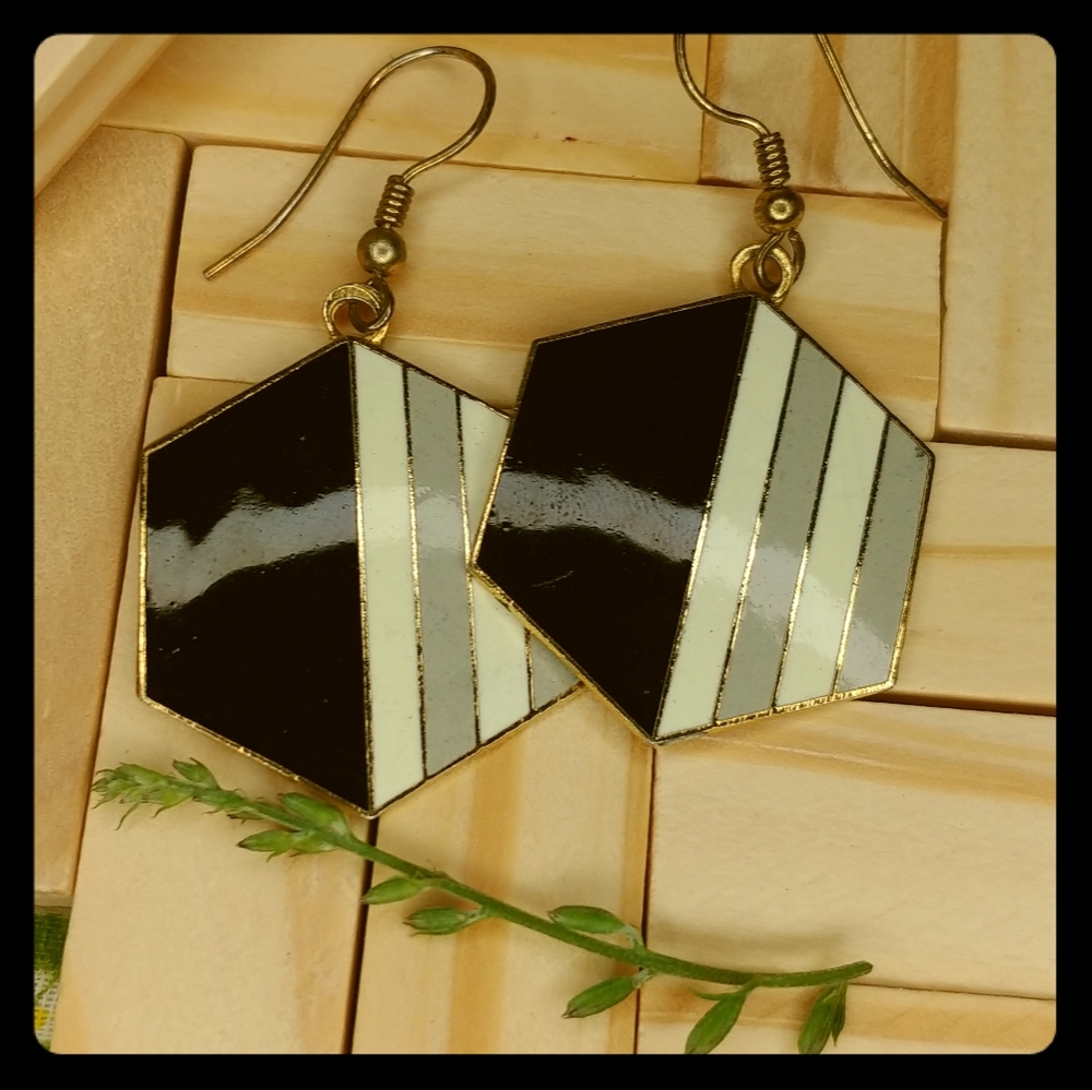 ✔Hexagon Monochromatic Dangle Earrings